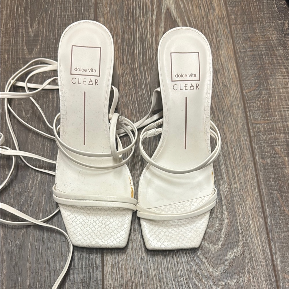 Dolce Vita White Heeled Sandals Square Toe